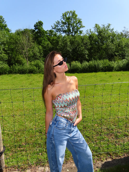 Zigzag corset top groen