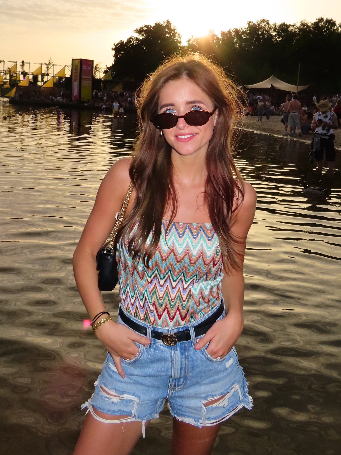 Zigzag corset top groen