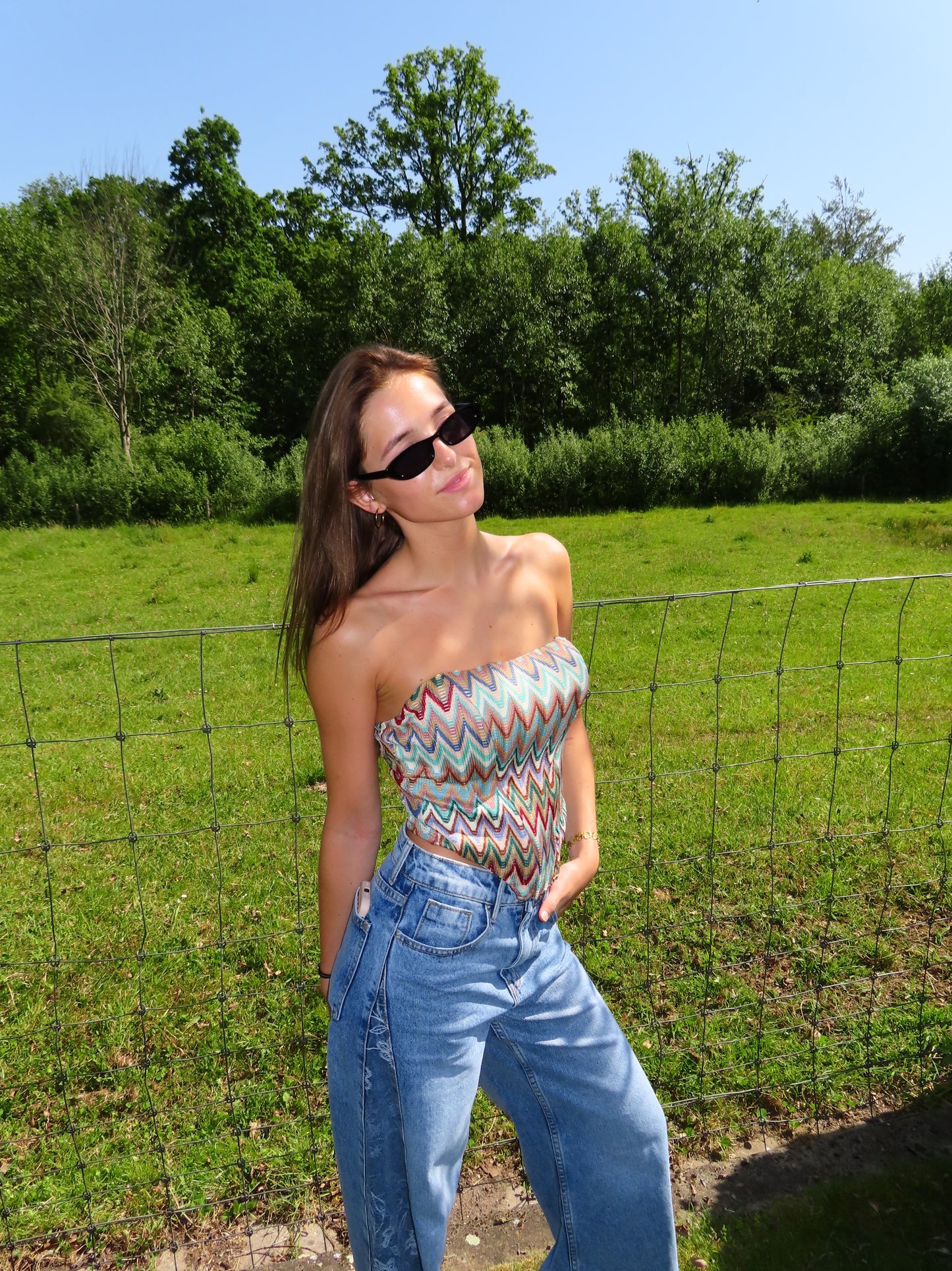 Zigzag corset top groen
