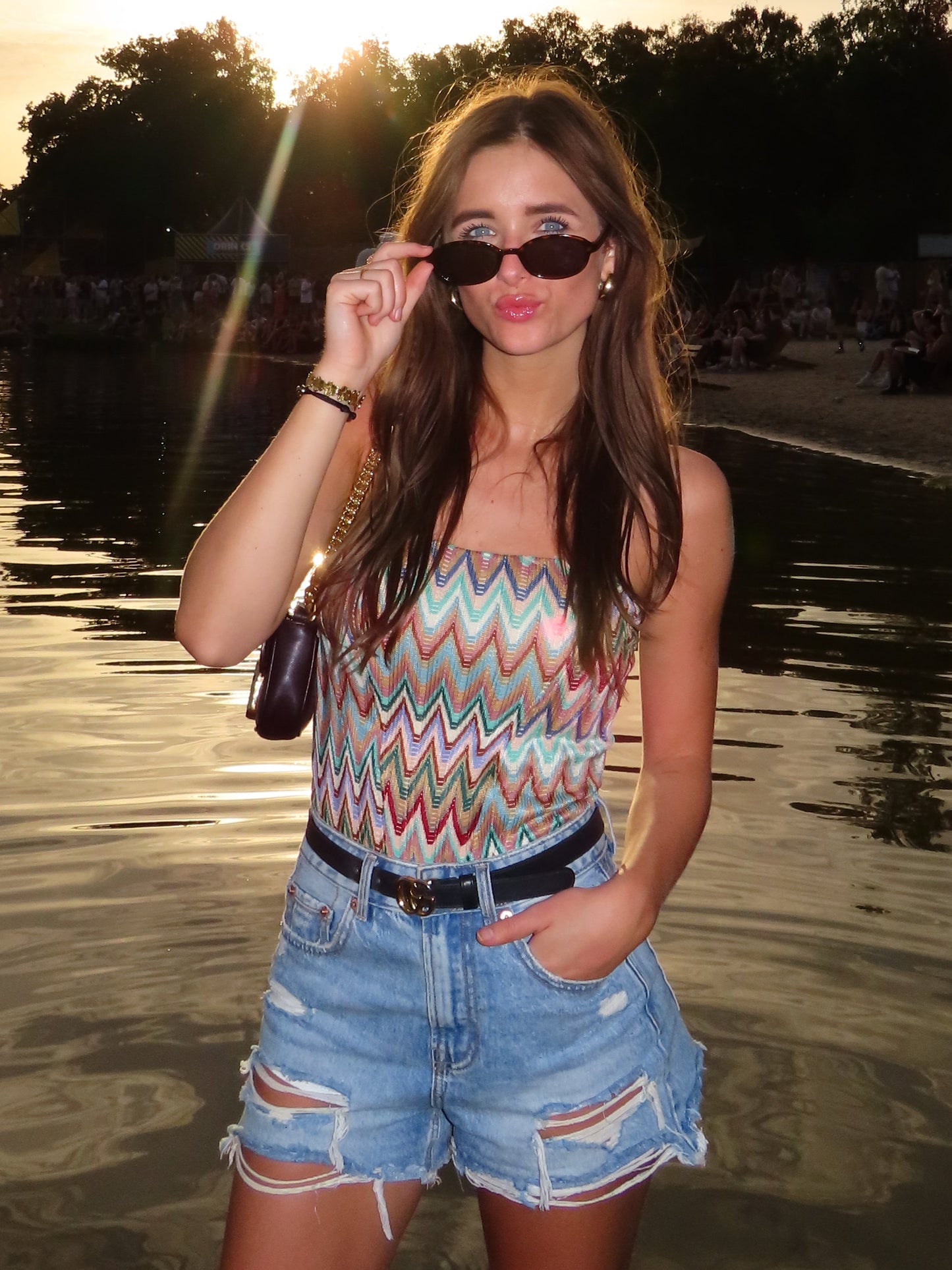 Zigzag corset top groen