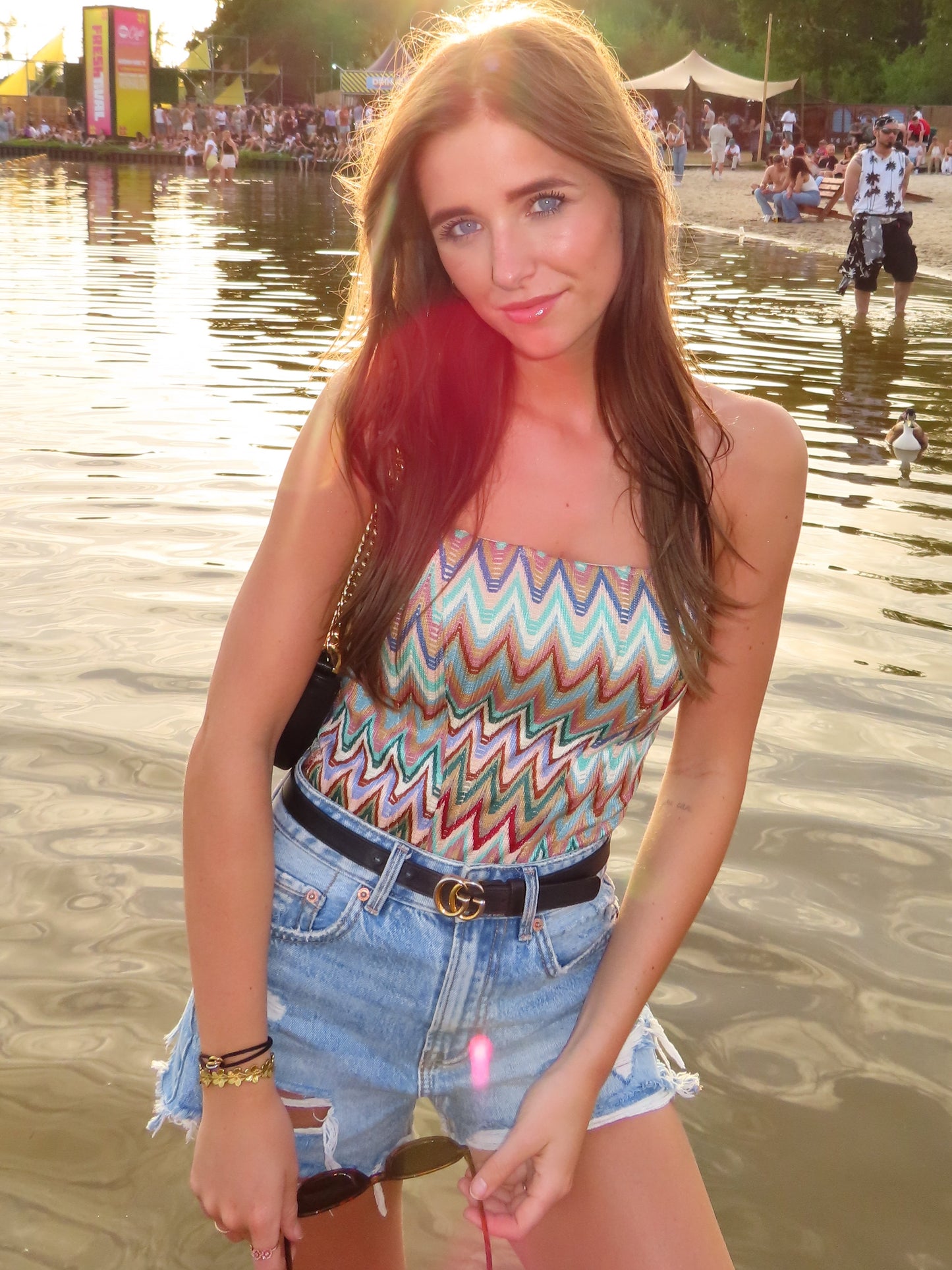 Zigzag corset top groen