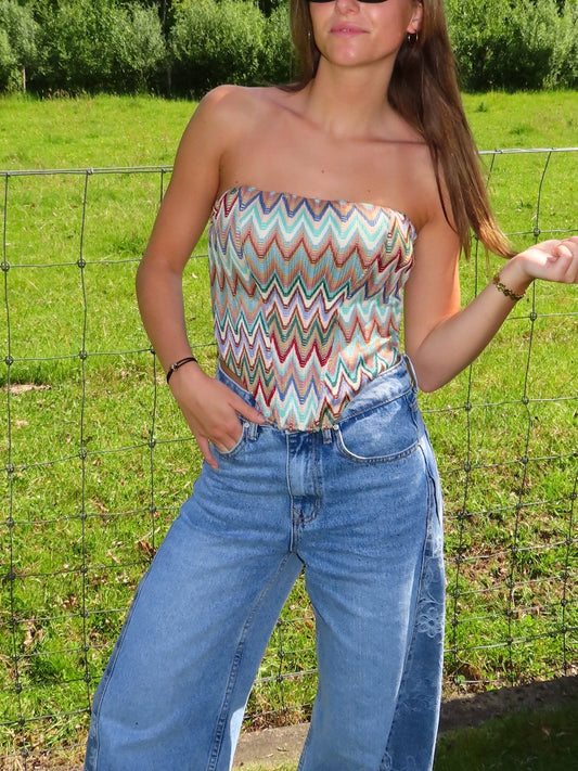 Zigzag corset top groen